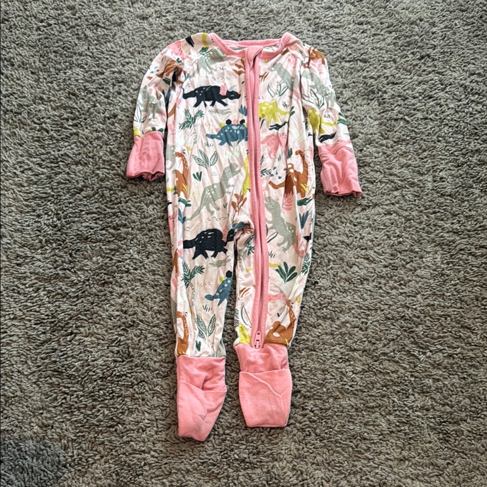 Little Sleepies Pink Dinosaur Footies